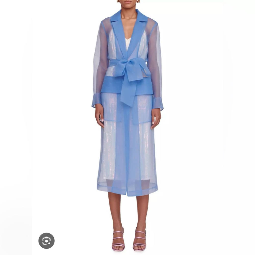 STAUD sheer belted midi dress